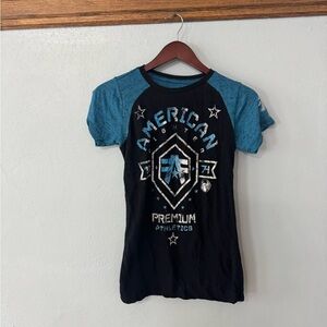 American Fighter Black and Teal Graphic Tee